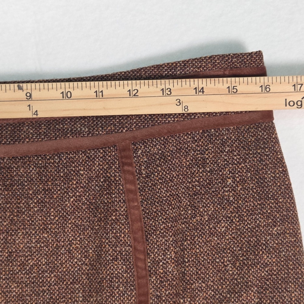 Vintage Brooks Brothers Skirt Suit Womens 10/8 Brown Wool Tweed Velvet Trim Vtg - Picture 12 of 13